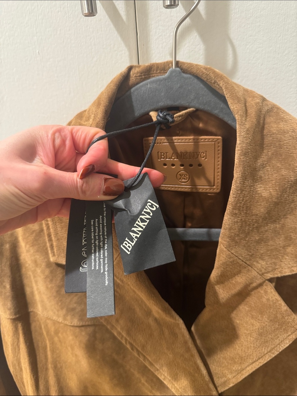 Blank NYC Brown Suede Double-Breasted fringe Jacket xs - Picture 12 of 13